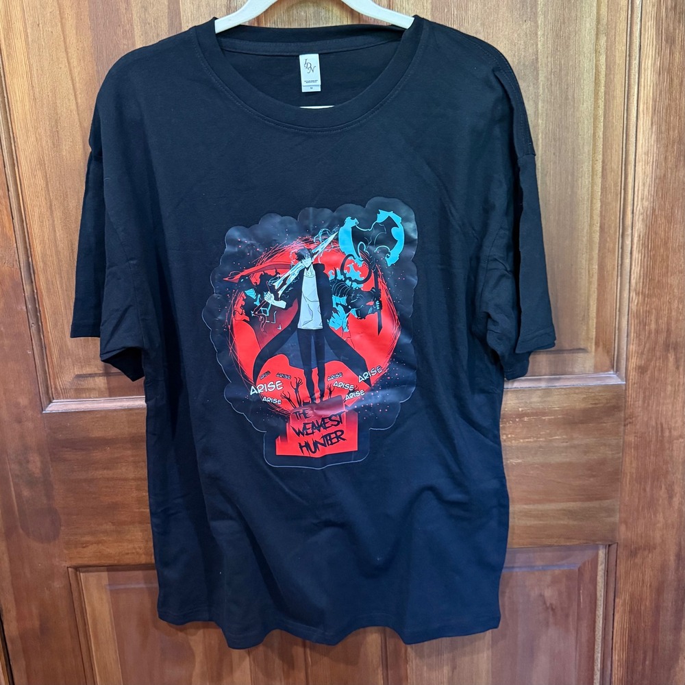 Solo Leveling The Weakest Hunter Arise NWOT Black Graphic Tee IDN MS1 Mens M
